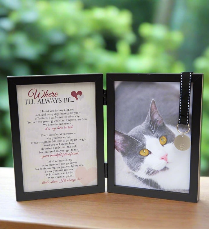 Where I’ll Always Be Cat Memorial Frame – Pet Loss Gift With Poem And Charm