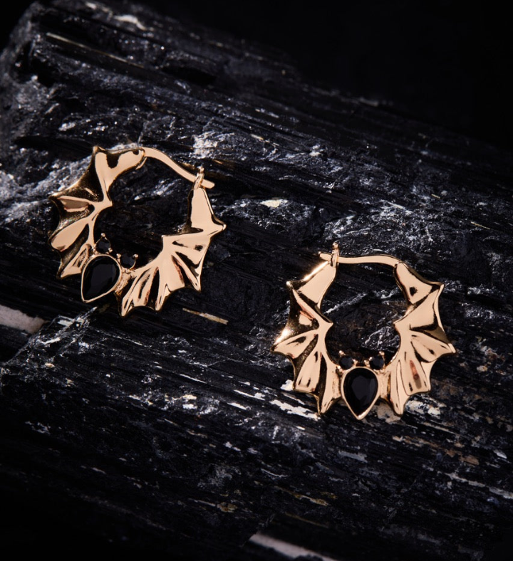 Crystal Bat Hoop Earrings