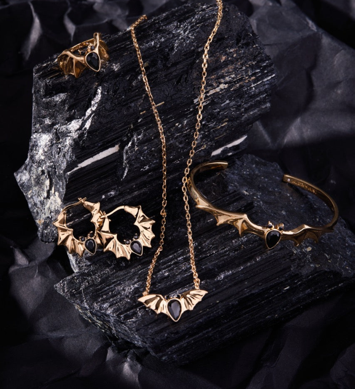 Crystal Bat Hoop Earrings