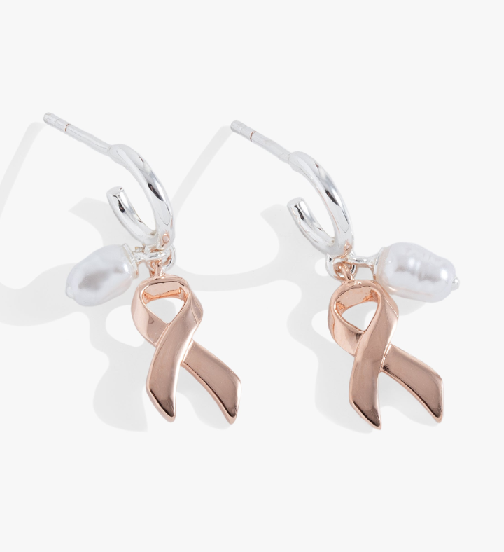 Breast Cancer Awareness Huggie Hoop Earrings