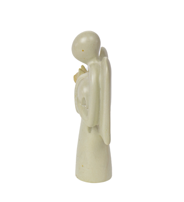 Angel Holding Beloved Dog Soapstone Sculpture