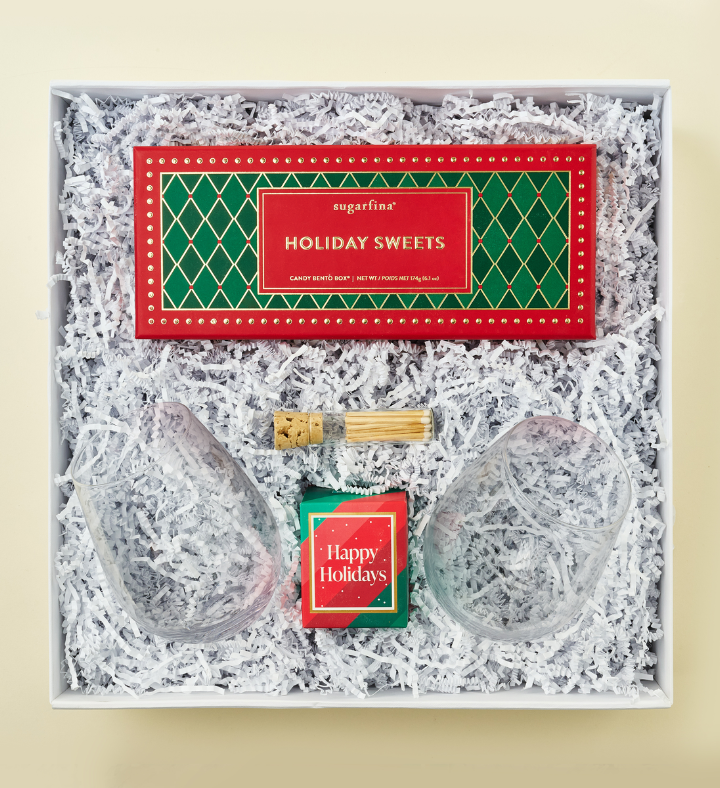 Knack Holiday Cheers Gift Set With Clear Wine Glasses