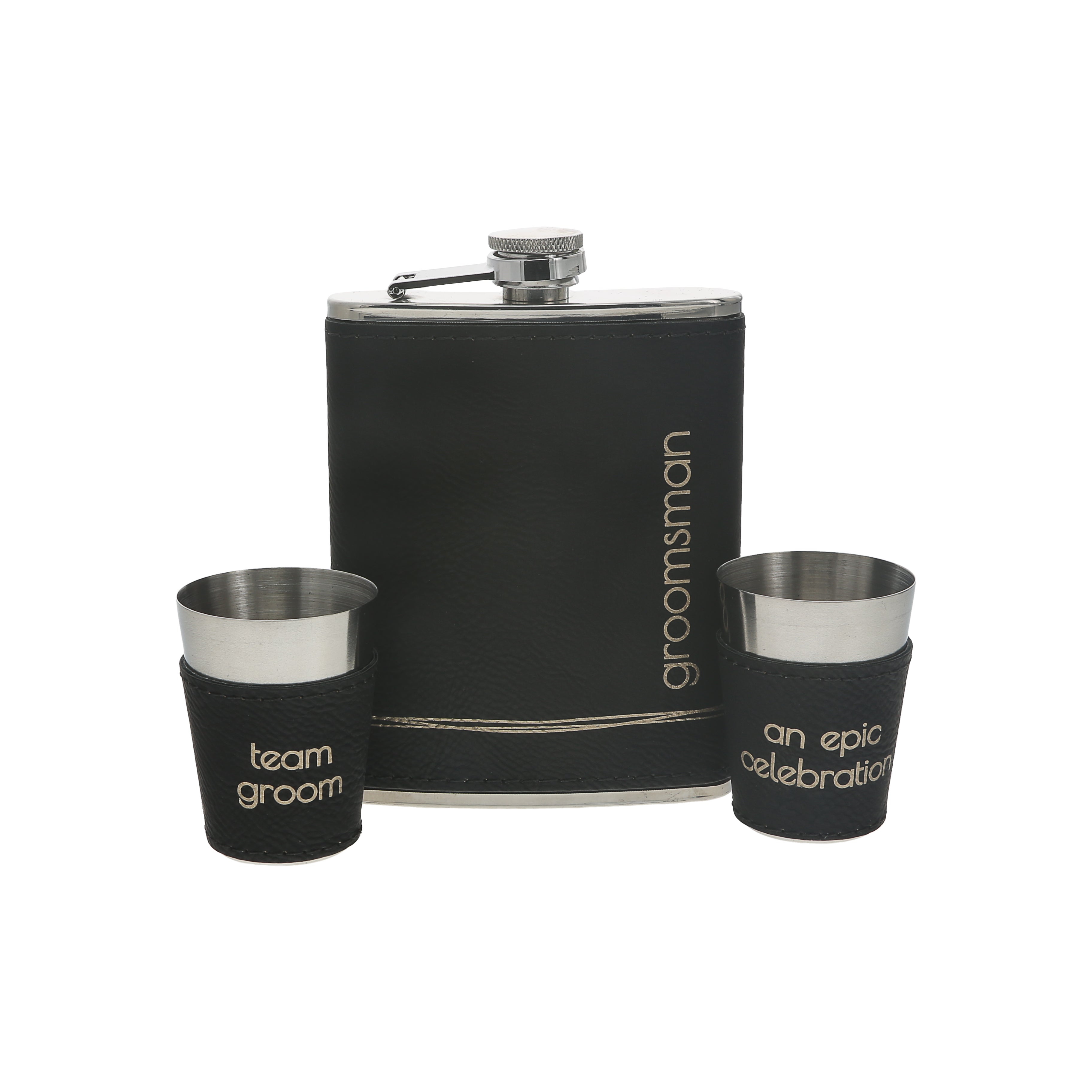 Groomsman Flask & Shot Glasses Set