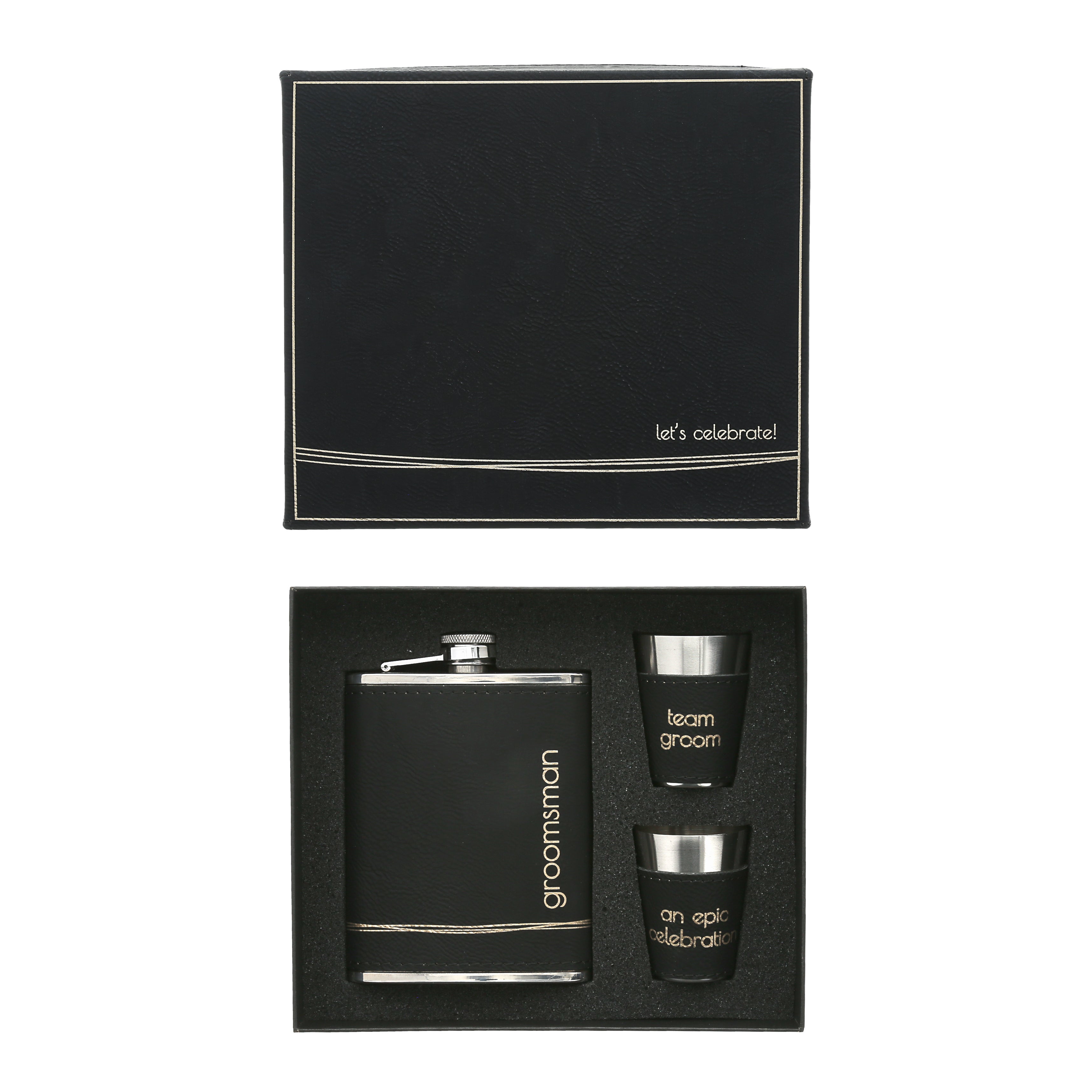 Groomsman Flask & Shot Glasses Set