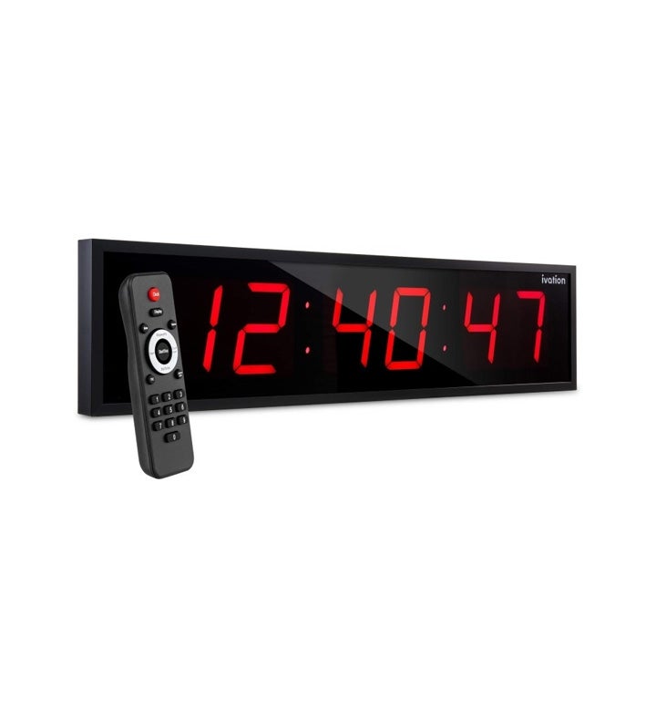 Ivation Large Digital Clock, 24" Led Wall Clock With Stopwatch, Alarms