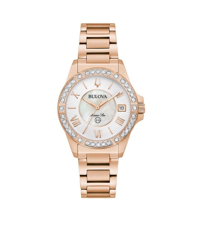 Bulova Watches Ladies Marine Star Diamond Case Stainless Steel Bracelet Wat
