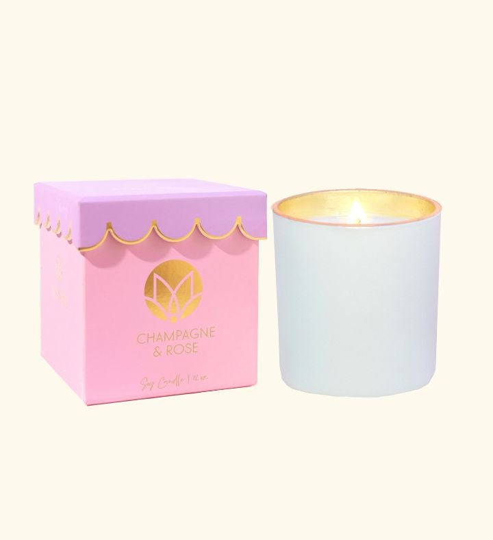 Champagne & Rose Scalloped Candle