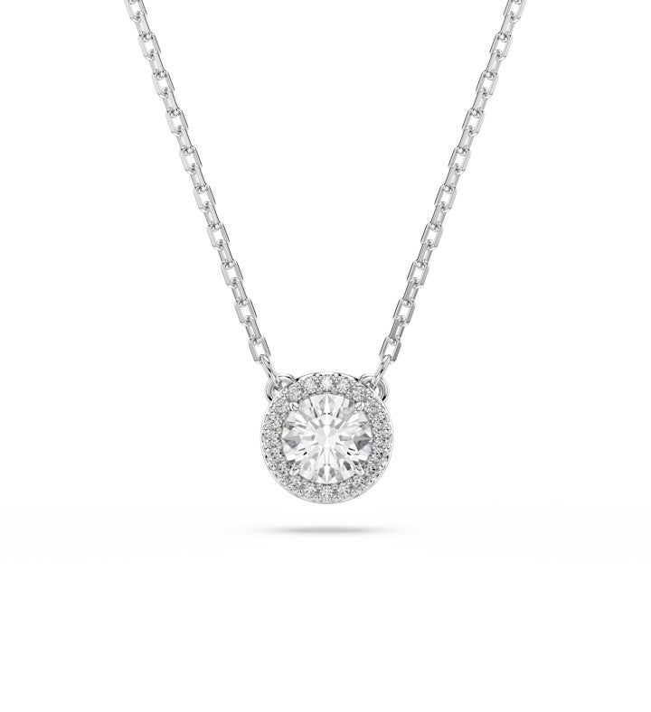 Una Angelic Pendant Round Cut Pavé White Rhodium Plated