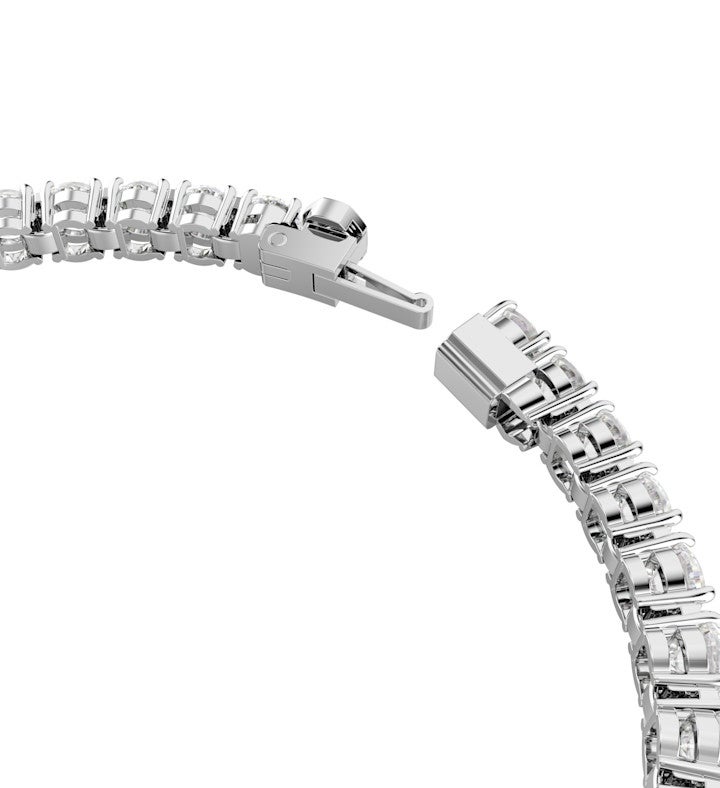 Matrix Tennis Bracelet, Round Cut, White, Rhodium Plated