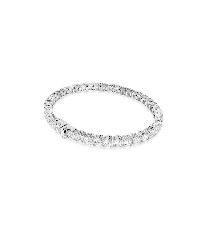 Matrix Tennis Bracelet, Round Cut, White, Rhodium Plated