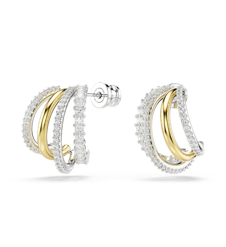 Hyperbola Hoop Earrings Mixed Cuts Mini White Mixed Metal Finish