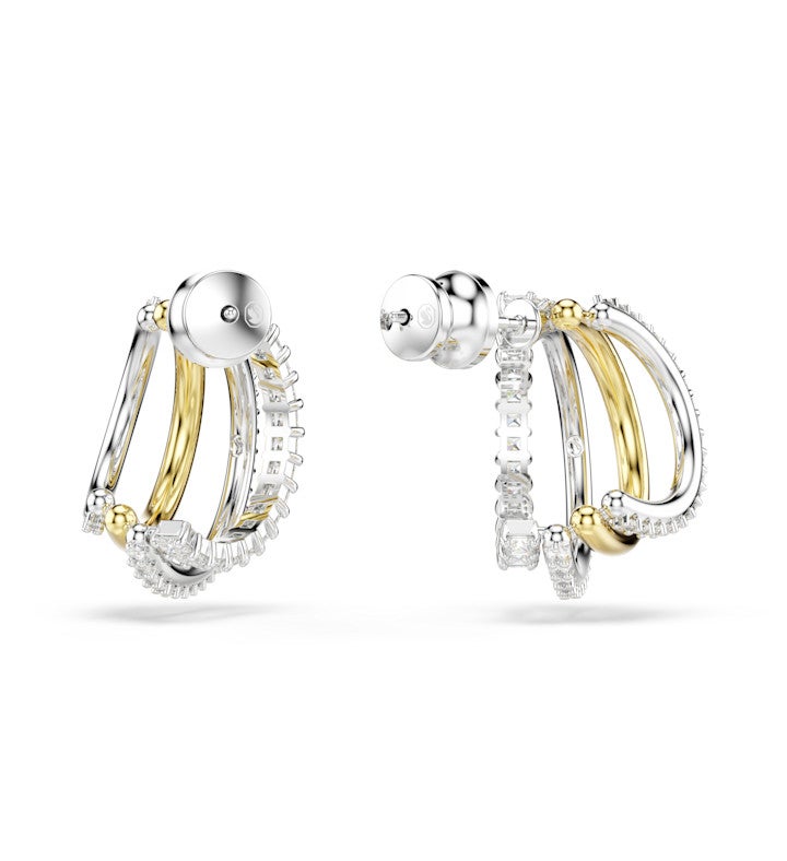 Hyperbola Hoop Earrings Mixed Cuts Mini White Mixed Metal Finish