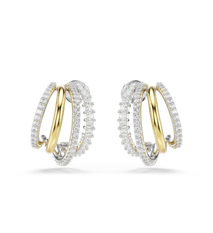 Hyperbola Hoop Earrings Mixed Cuts Mini White Mixed Metal Finish
