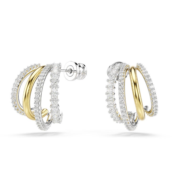 Hyperbola Hoop Earrings Mixed Cuts Mini White Mixed Metal Finish