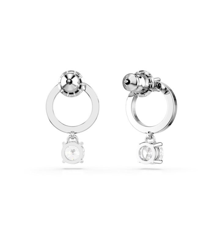 Constella Hoop Earrings Round Cut White Rhodium Plated