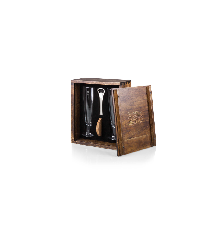 America250 - Pilsner Beer Glass Gift Set, (acacia Wood)