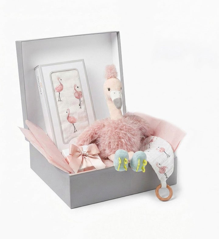 Gift Set - Dancing Flamingo Swaddle, Teether And Plush Toy