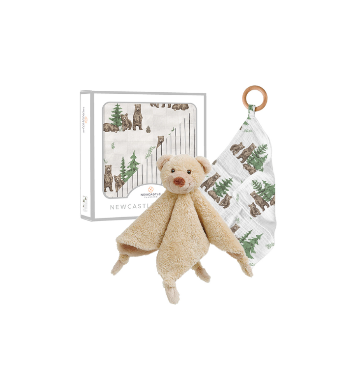 Gift Set - Woodland Bear Blanket, Teether And Plush Toy