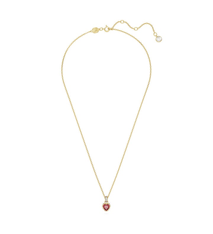 Chroma Pendant, Heart, Red, 18k Gold Finish