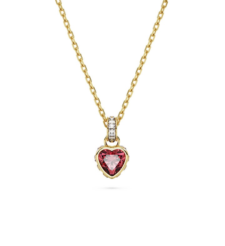 Chroma Pendant, Heart, Red, 18k Gold Finish