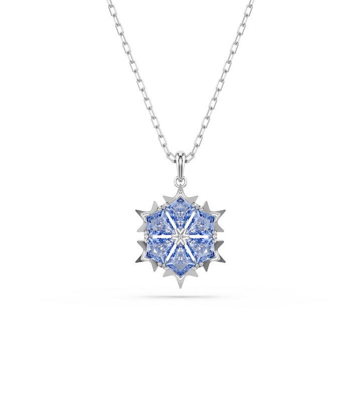 Magic Pendant, Snowflake, Blue, Rhodium Plated