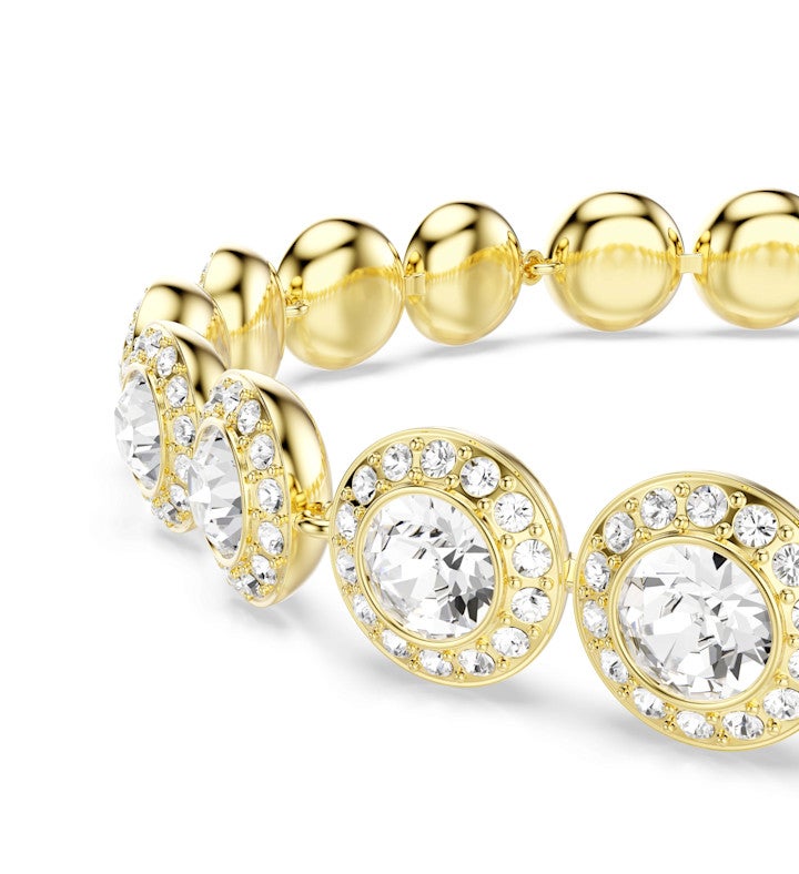 Una Angelic Bracelet, Round Cut, Pavé, Medium, White, 18k Rose Gold Finish
