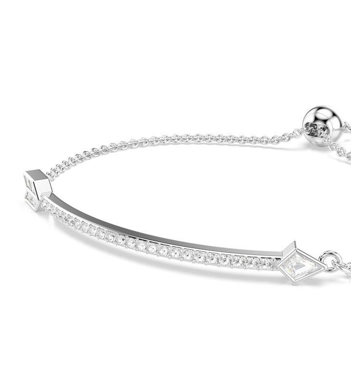 Idyllia Bracelet, Mixed Cuts, Arrow, White, Rhodium Plated
