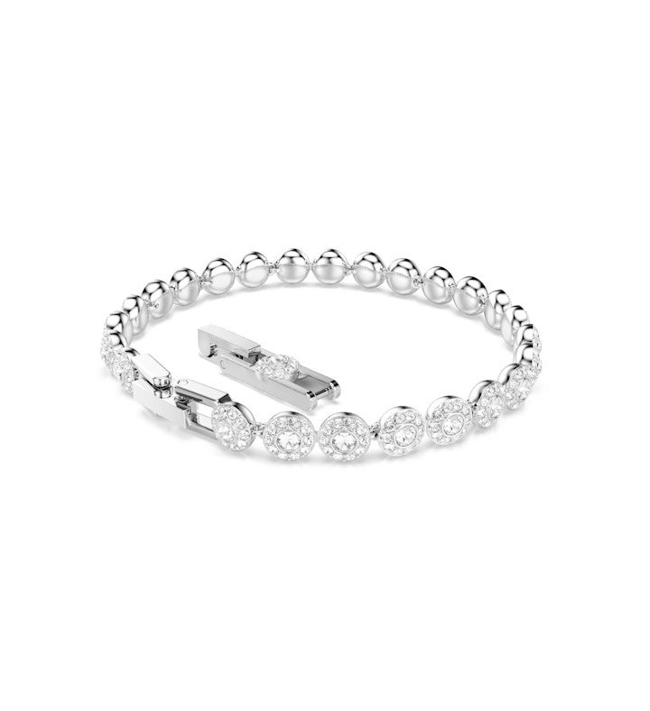 Una Angelic Bracelet, Round Cut, Small, White, Rhodium Plated