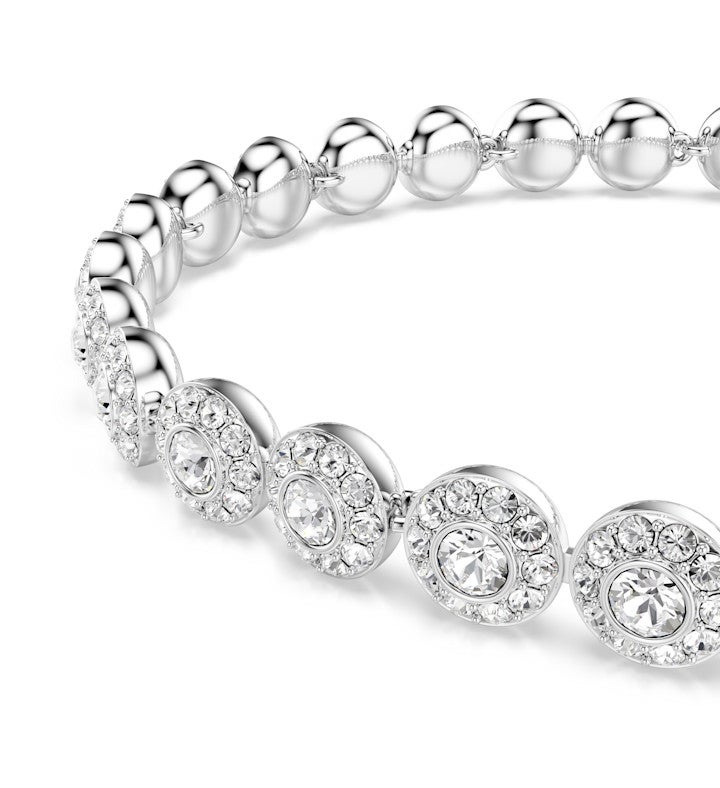 Una Angelic Bracelet, Round Cut, Small, White, Rhodium Plated