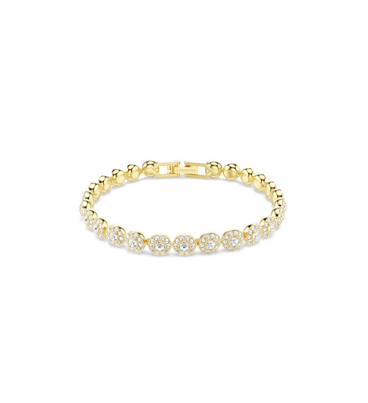 Una Angelic Bracelet, Round Cut, Small, White, Rhodium Plated