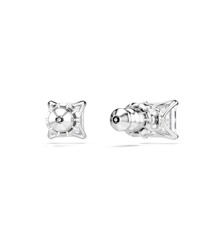 Stilla Attract Stud Earrings, Square Cut, White, Rhodium Plated