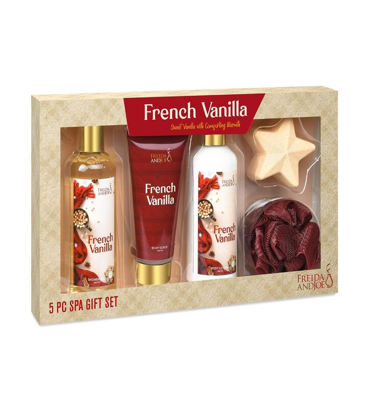 Freida & Joe French Vanilla Bath And Body Gift Set For Women, 5 Piece Set