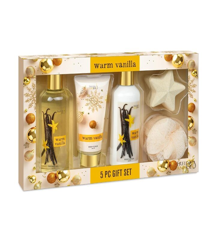 Freida & Joe Warm Vanilla Bath And Body Gift Set For Women, 5 Piece Set