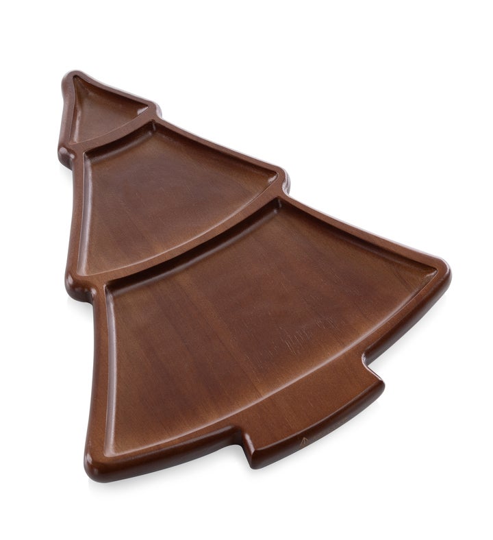 Christmas Tree Sectioned Stained Parawood Serving Tray
