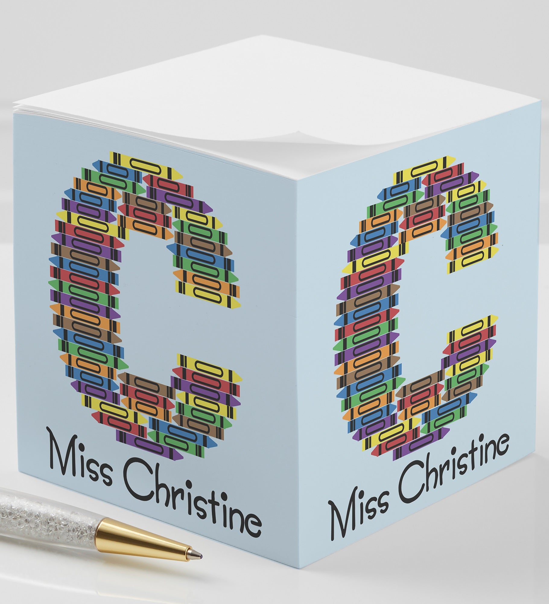 Crayon Letter Personalized Teacher Paper Note Cube