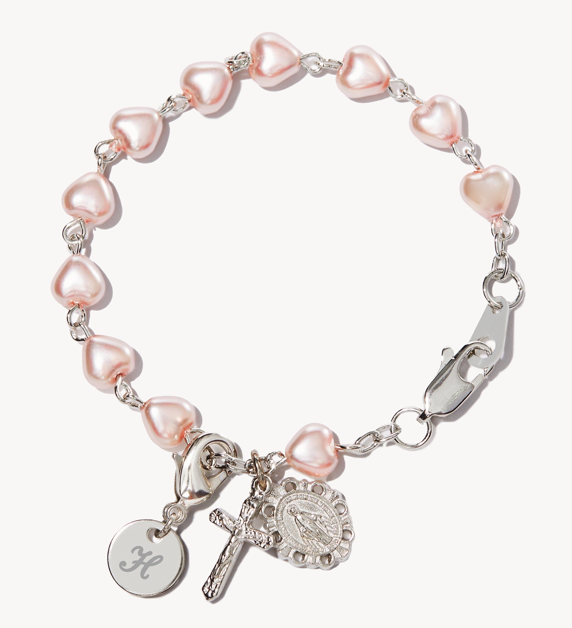 Precious Heart Rosary Engraved Monogram Bracelet