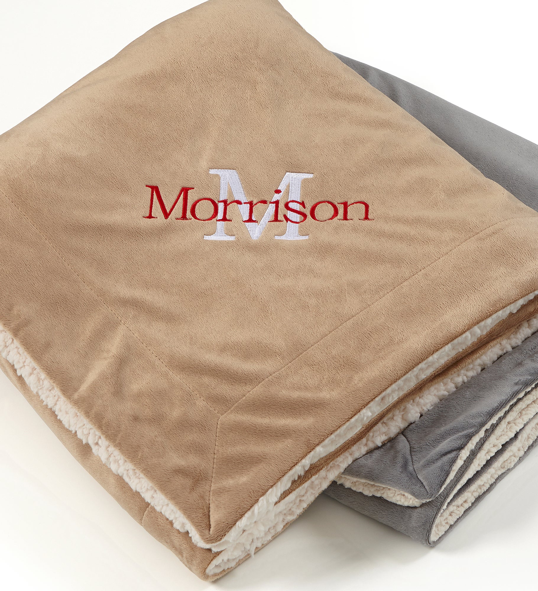 Initially Yours Embroidered Sherpa Blanket