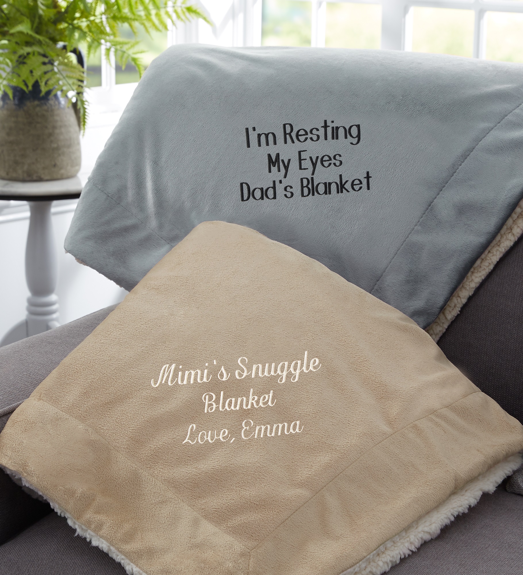 You Name it! Embroidered Sherpa Blanket