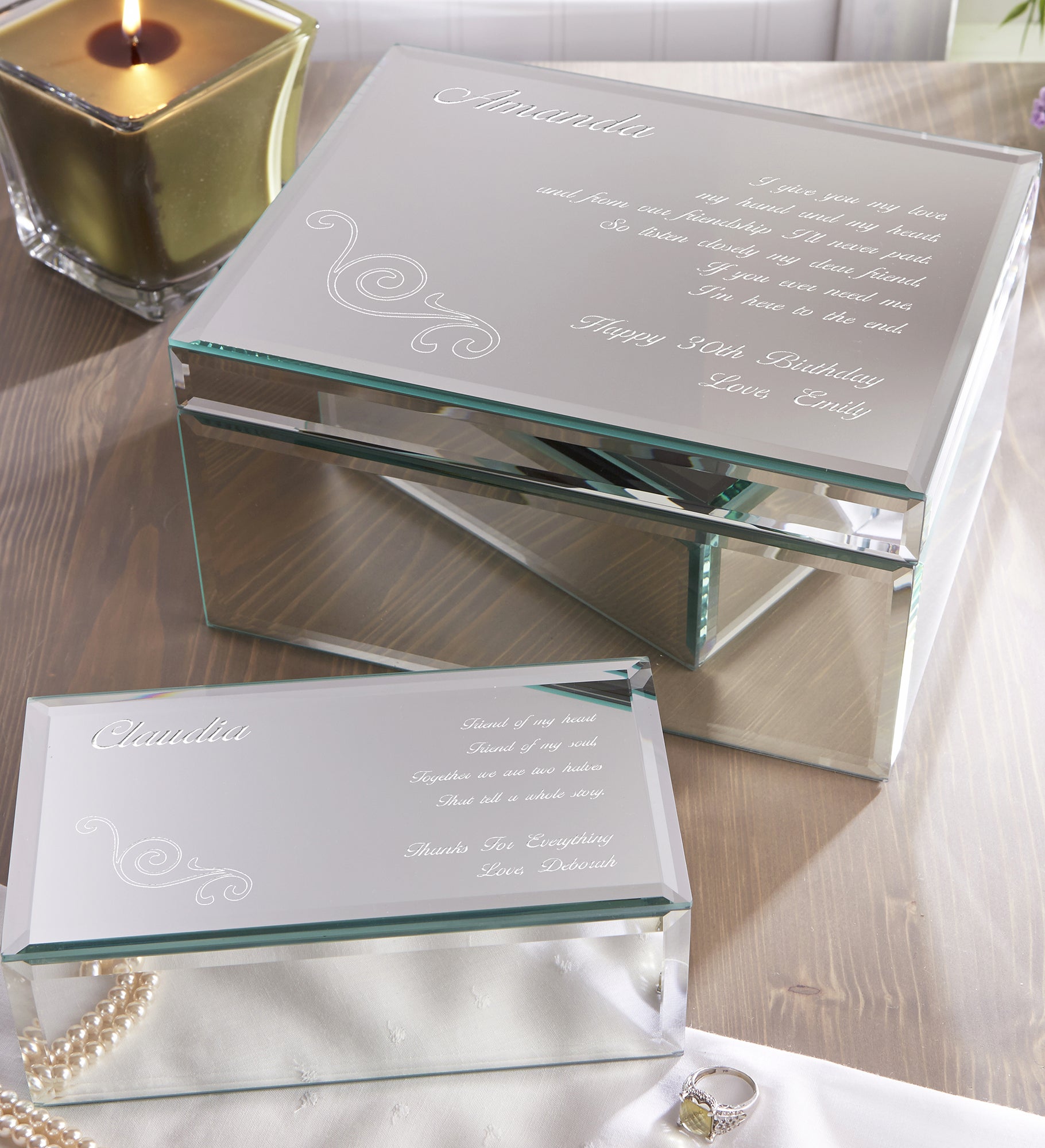 Friend Of My Heart Engraved Mirrored Jewelry Box