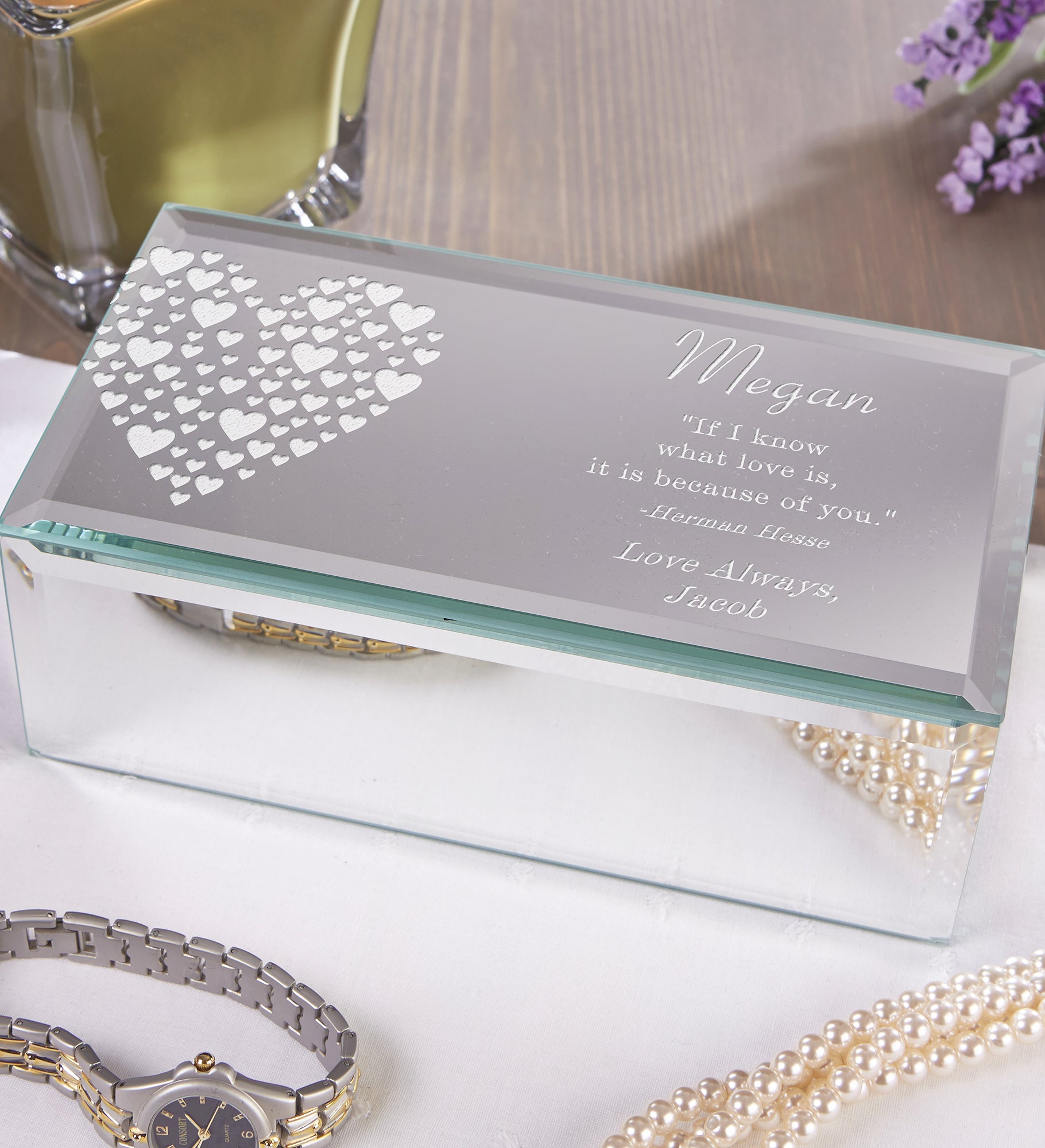 Love Is Kind Engraved Mirrored Storage Box