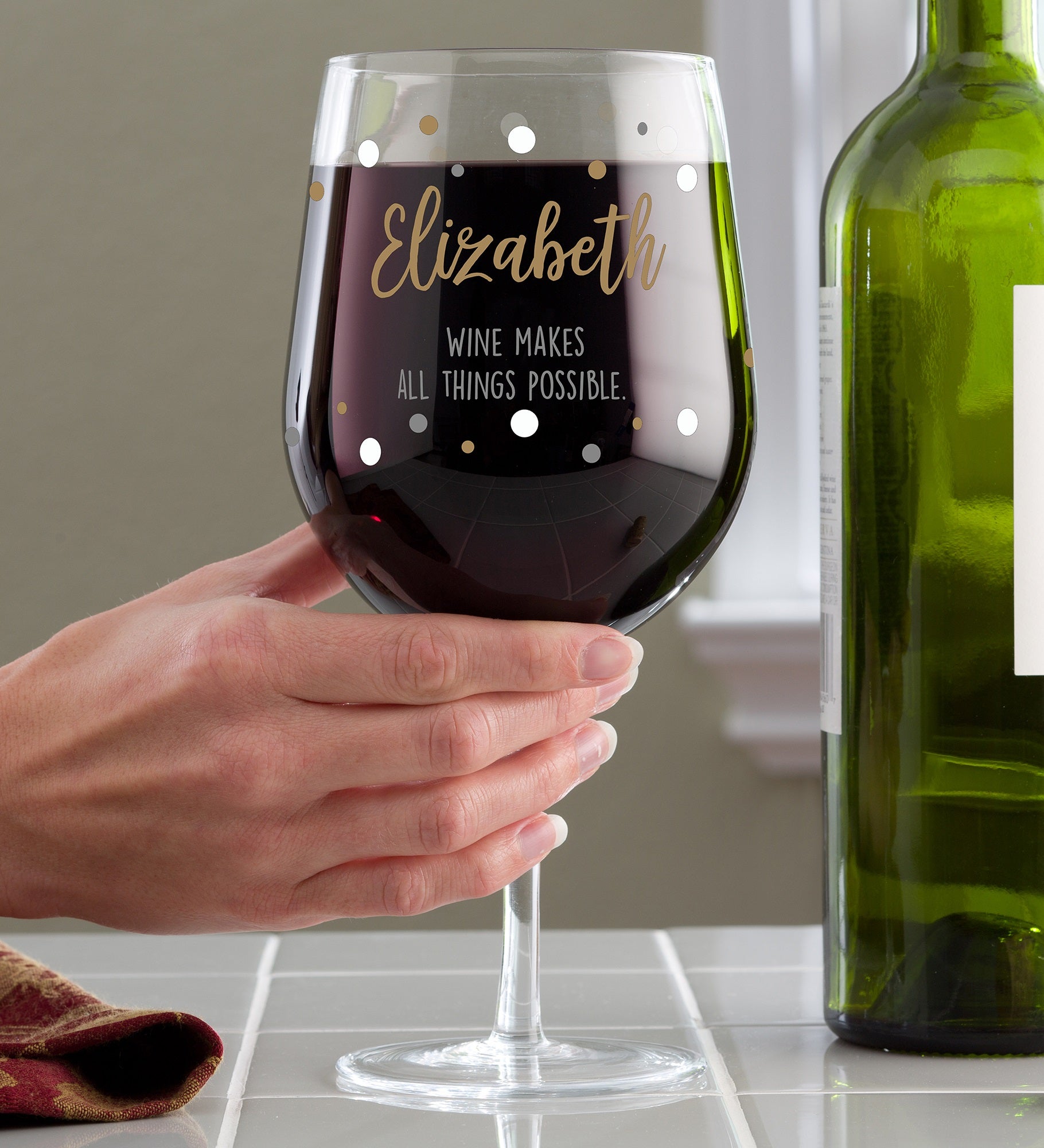 Big Vino Personalized Whole Bottle Oversized Wine Glass