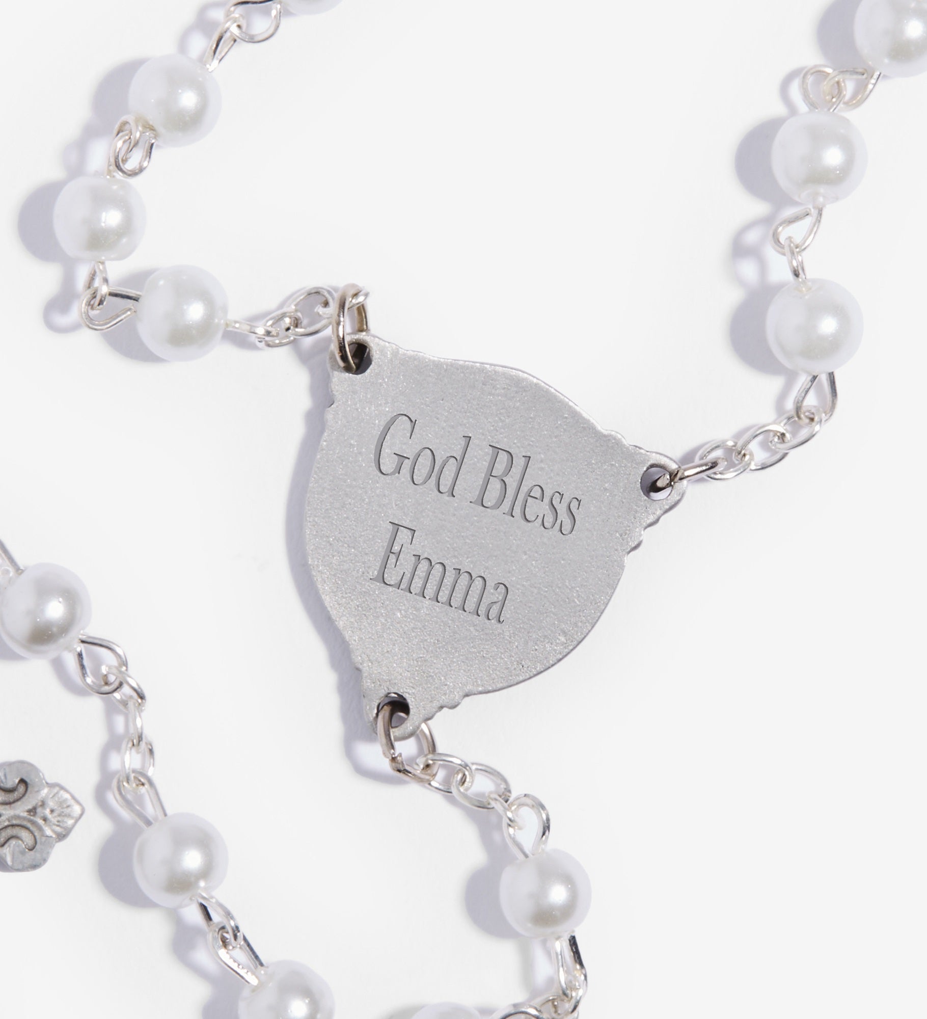 First Communion Girl's Personalized Pearl Rosary
