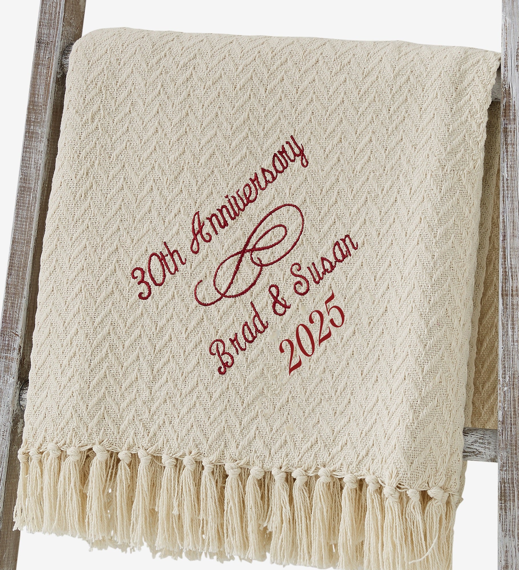 Happy Anniversary Embroidered Afghan