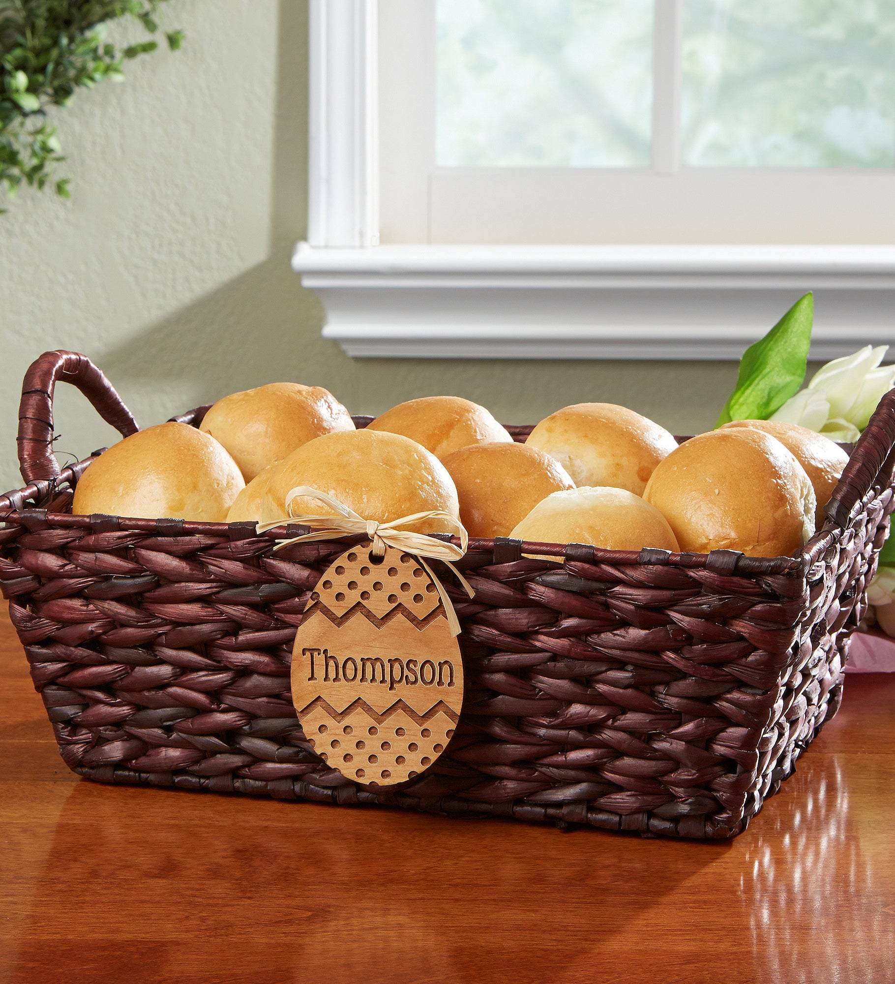 Easter Basket With Personalized Wood Egg