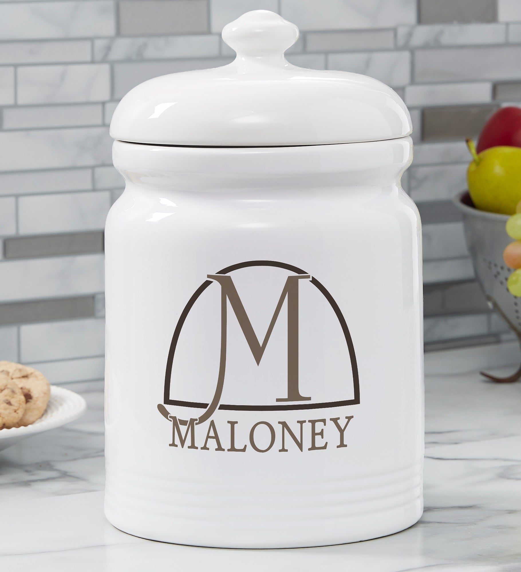 Monogram Elegance Personalized Cookie Jar