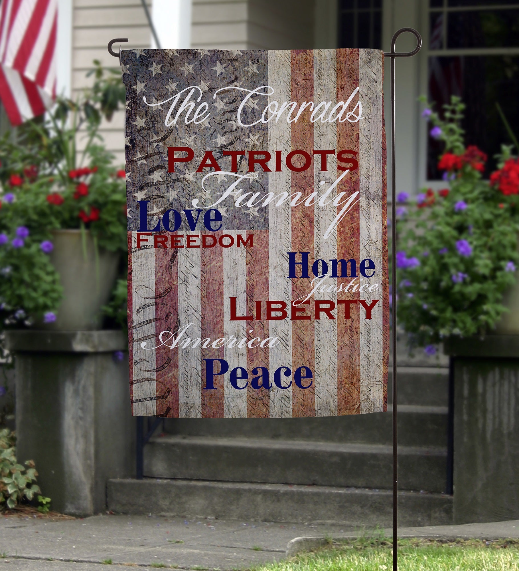 Patriotic Family Personalized Garden Flag