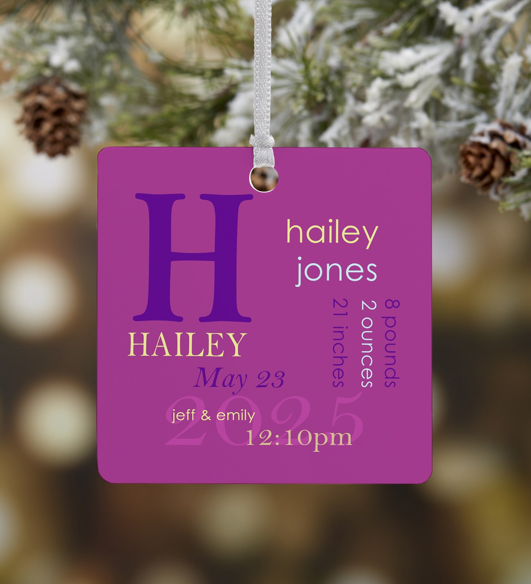 All About Baby Photo Personalized Birth Ornament