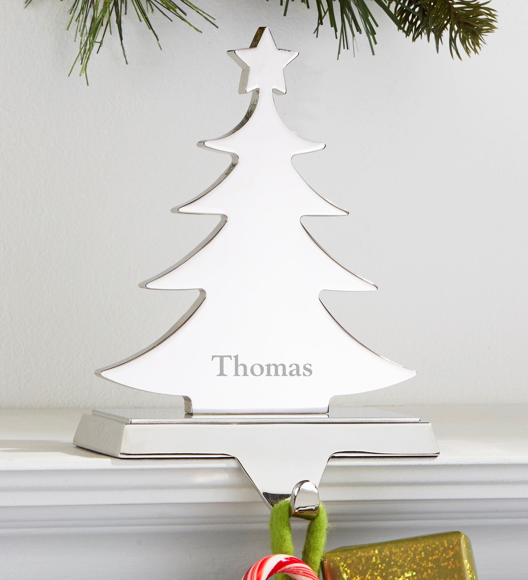 Engraved Nickel Plate Snowflake Stocking Holder