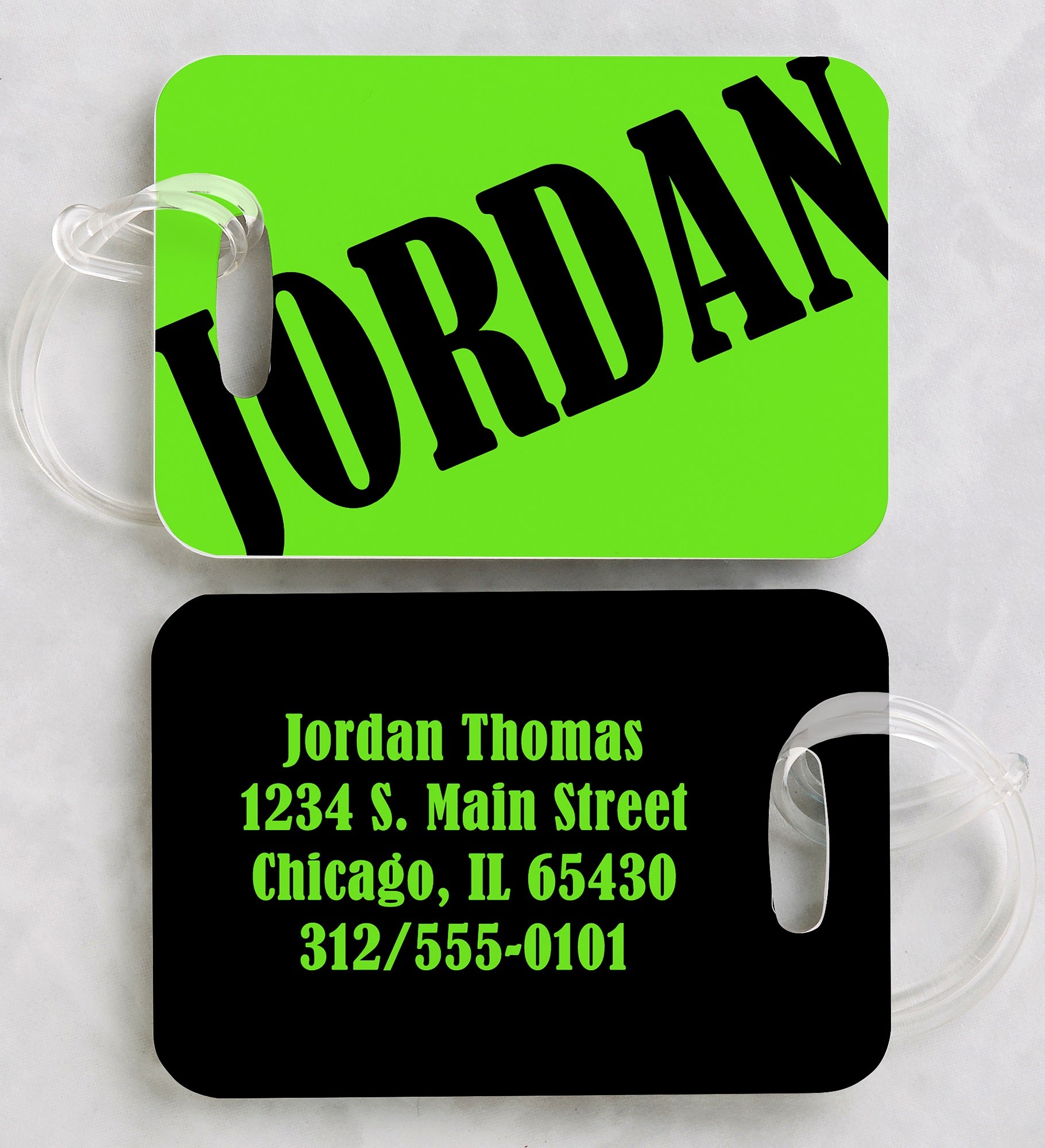 Neon Personalized Luggage Tag Set
