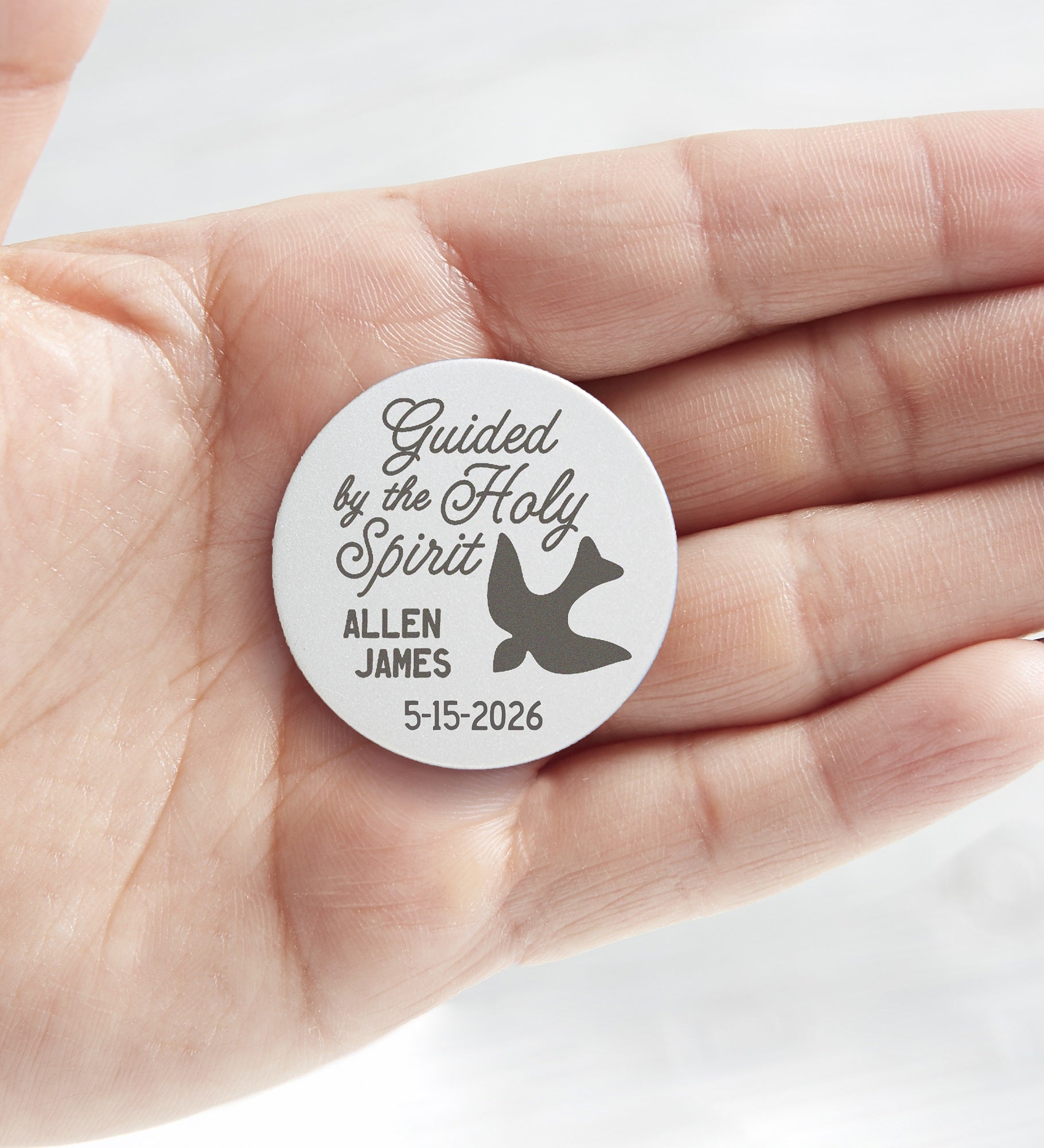 Confirmation Personalized Dove Pocket Token